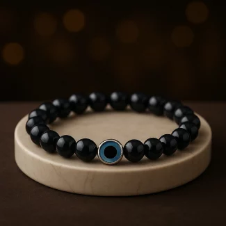 Evil Eye Bracelet with Black Obsidian
